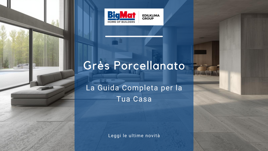 Pavimento in grès porcellanato effetto cemento grigio in soggiorno moderno BigMat Edilklima